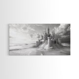 Sandcastle Fortress, Dreamy Seaside Castle, Fairytale Fantasy Art, Ocean Kingdom, Framed Canvas Print, Kids Room Wall Art, Bedroom Wall Art