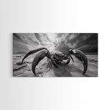 Giant Crab Close-Up, Beach Creature Art, Ocean Monster Print, Fantasy Wildlife Scene, Framed Canvas Print, Game Room Wall Art