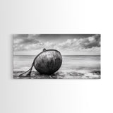 Weathered Buoy, Nautical Rope, Coastal Still Life, Beach Found Object, Framed Canvas Print, Beach House Art, Bathroom Wall Decor