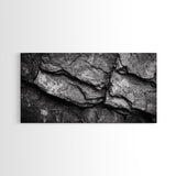 Stone Texture Closeup, Abstract Rock Pattern, Black and White Minimalist, Canvas Print, Modern Wall Art, Office Decor, Earthy Tones