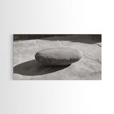 Zen Stone Focus, Natural Simplicity, Black and White Minimalist, Canvas Print, Spa Wall Art, Serene Bathroom Decor, Peaceful Aesthetic