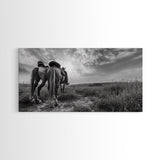 Grazing Horses, Cowboy Duo, Open Field, Equestrian Love Scene, Canvas Print, Western Wall Art, Rustic Ranch Living Room Decor