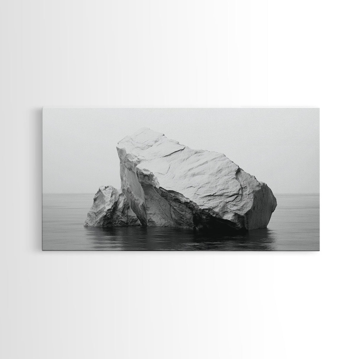 Iceberg Art, Arctic Calm, Winter Minimalism, Ocean Glacier Scene, Framed Canvas Print, Modern Wall Art, Minimalist Bedroom Decor