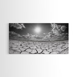 Cracked Earth Sun, Desert Landscape, Dramatic Sky, Canvas Print, Southwestern Decor, Fall Wall Art, Earth Tones Rustic Home Accent