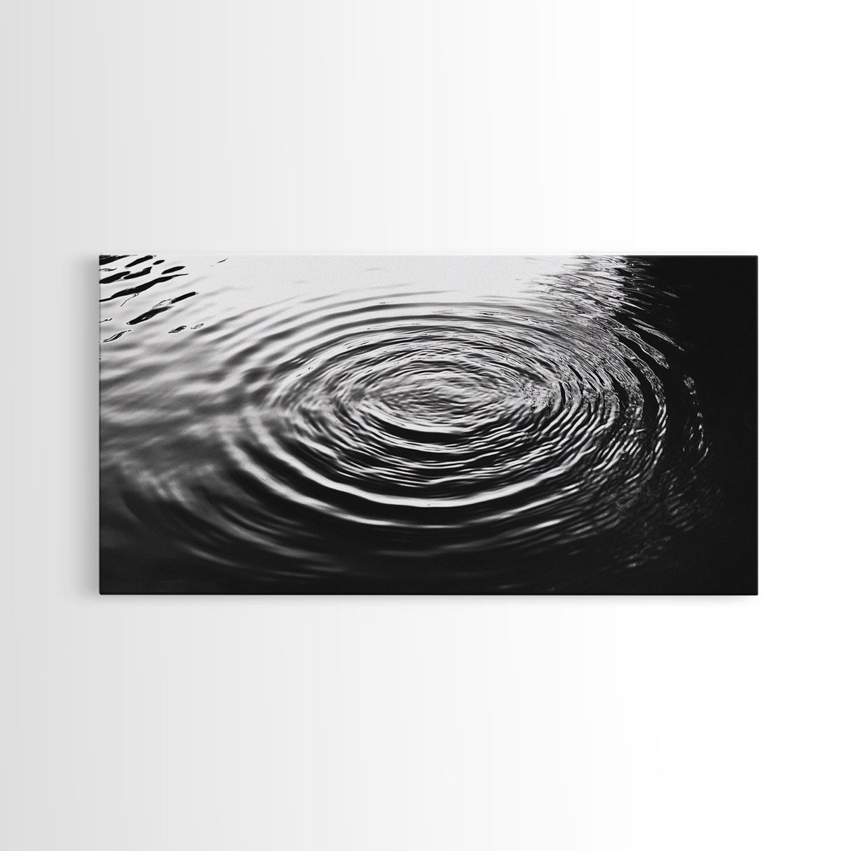 Water Ripples Zen, Abstract Motion, Monochrome Fluid Art, Canvas Print, Modern Minimalist Wall Art, Bathroom or Spa Room Decor