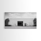 Surfboards, Beach Garage, Modern Coastal, Ocean Style, Framed Canvas Print, surf shack decor, teen room wall art, minimalist beach art