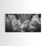 Ocean Splash, Sea Foam, Abstract Water, Coastal Waves, Framed Canvas Print, bathroom wall art, modern ocean photography, moody water art