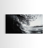 Ocean Wave Curl, Surf Tunnel, Tropical Coastline, Framed Canvas Print, Coastal Wall Art, Beach House Decor, Nature Photography