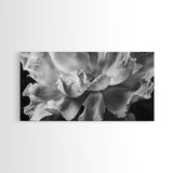 Floral Closeup, Petal Texture, Macro Bloom, Canvas Print, Botanical Bedroom Wall Art, Black And White Flower, Modern Nature Photography