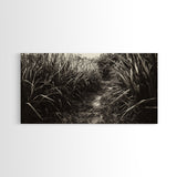 Grassy Trail Path, Earthy Nature Print, Rustic Outdoor Landscape, Wilderness Home Decor, Autumn Hallway Art, Framed Canvas Print