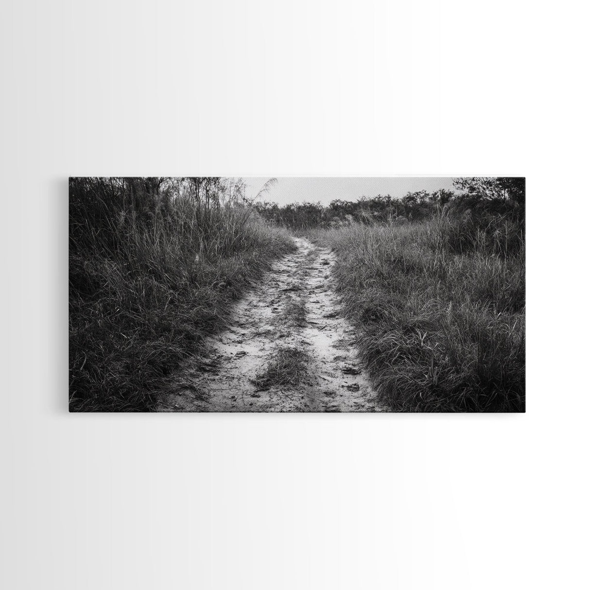 Dirt Path Trail, Minimal Nature Photography, Countryside Landscape, Rustic Fall Vibe Wall Art, Neutral Home Decor, Framed Canvas Print