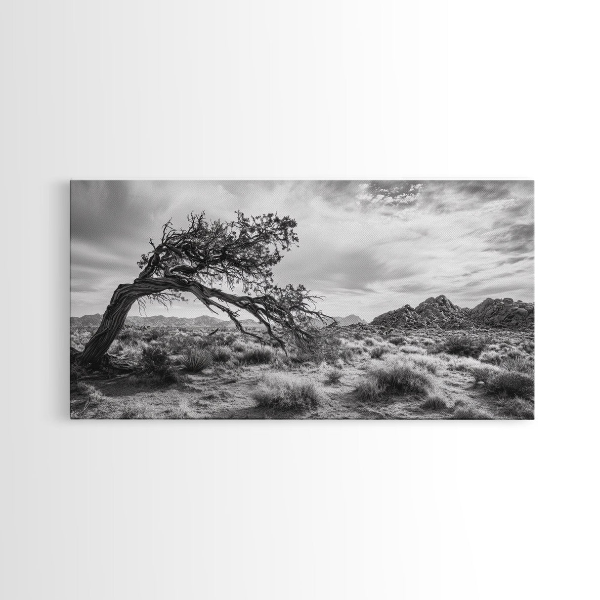 Twisted Tree, Desert Landscape, Surreal Nature, Canvas Print, Rustic Western Decor, Living Room Wall Art, Moody Earth Tones, Fall Aesthetic