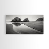 Seaside Rocks, Reflected Sky, Calm Ocean, Landscape Photography, Framed Canvas Print, Zen Wall Art, Modern Minimalist Decor, Modern Home Decor