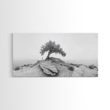 Solitary Tree, Minimalist Nature, Desert Landscape, Canvas Print, Modern Home Decor, Neutral Wall Art, Entryway Accent, Calm Mood Art