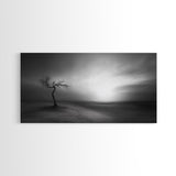Lonely Tree, Dramatic Desert, Emotional Landscape, Framed Canvas Print, Bedroom Wall Art, Black White Decor, Surreal Art Vibes