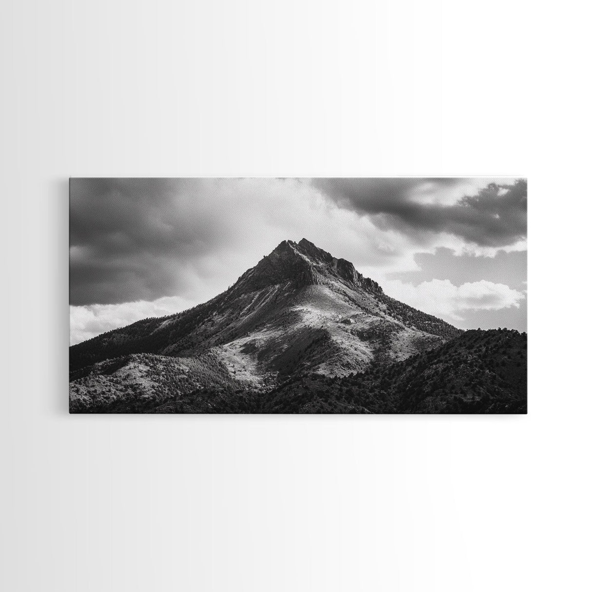 Mountain Peak, Majestic Range, Moody Skies, Canvas Print, Wilderness Wall Art, Cabin Decor, Adventure Style, Nature Inspired Room