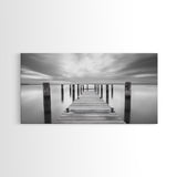 Wooden Dock Scene, Peaceful Lake Sunset, Minimalist Waterfront, Canvas Print, Zen Bedroom Wall Art, Tranquil Meditation Decor