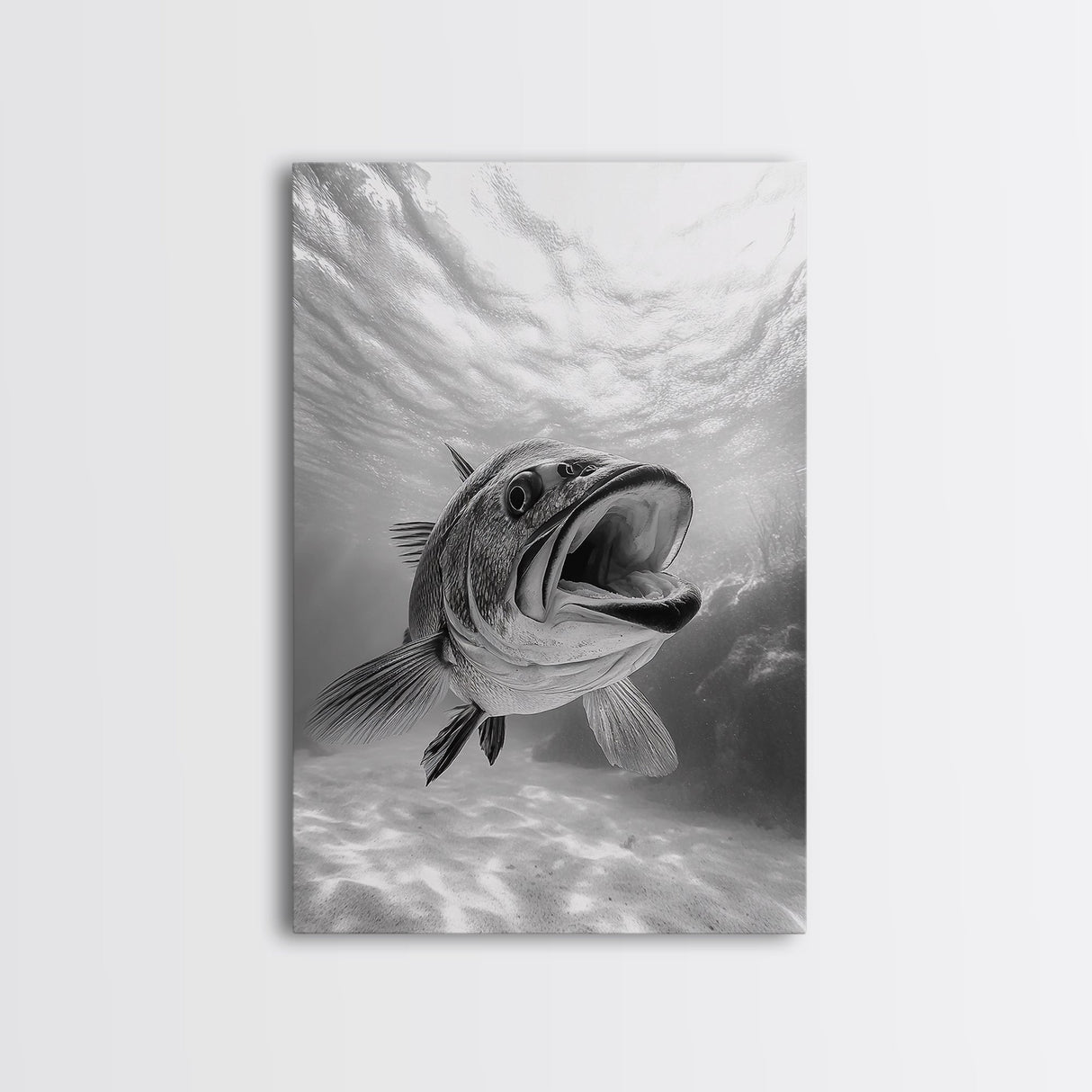 Underwater Fish, Ocean Predator, Aquatic Wildlife, Canvas Print, Bathroom Wall Art, Coastal Nautical Decor, Marine Photography