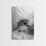 Underwater Fish, Ocean Predator, Aquatic Wildlife, Canvas Print, Bathroom Wall Art, Coastal Nautical Decor, Marine Photography