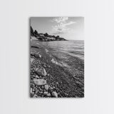 Pebble Beach, Tranquil Coastline, Coastal Stones, Sunrise Shore, Canvas Print, Bathroom Wall Art, Ocean Photography, Beach House Decor