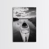 Kayak Lake View, Serene Water Landscape, Outdoor Adventure Art, Canvas Print, Cabin Wall Decor, Nature Lover Gift, Minimalist Water Art