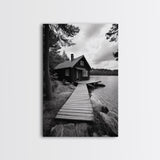 Lake Cabin Path, Nordic Forest Retreat, Nature Escape, Canvas Print, Cozy Wall Art, Scandinavian Decor, Fall Rustic Living Room Art