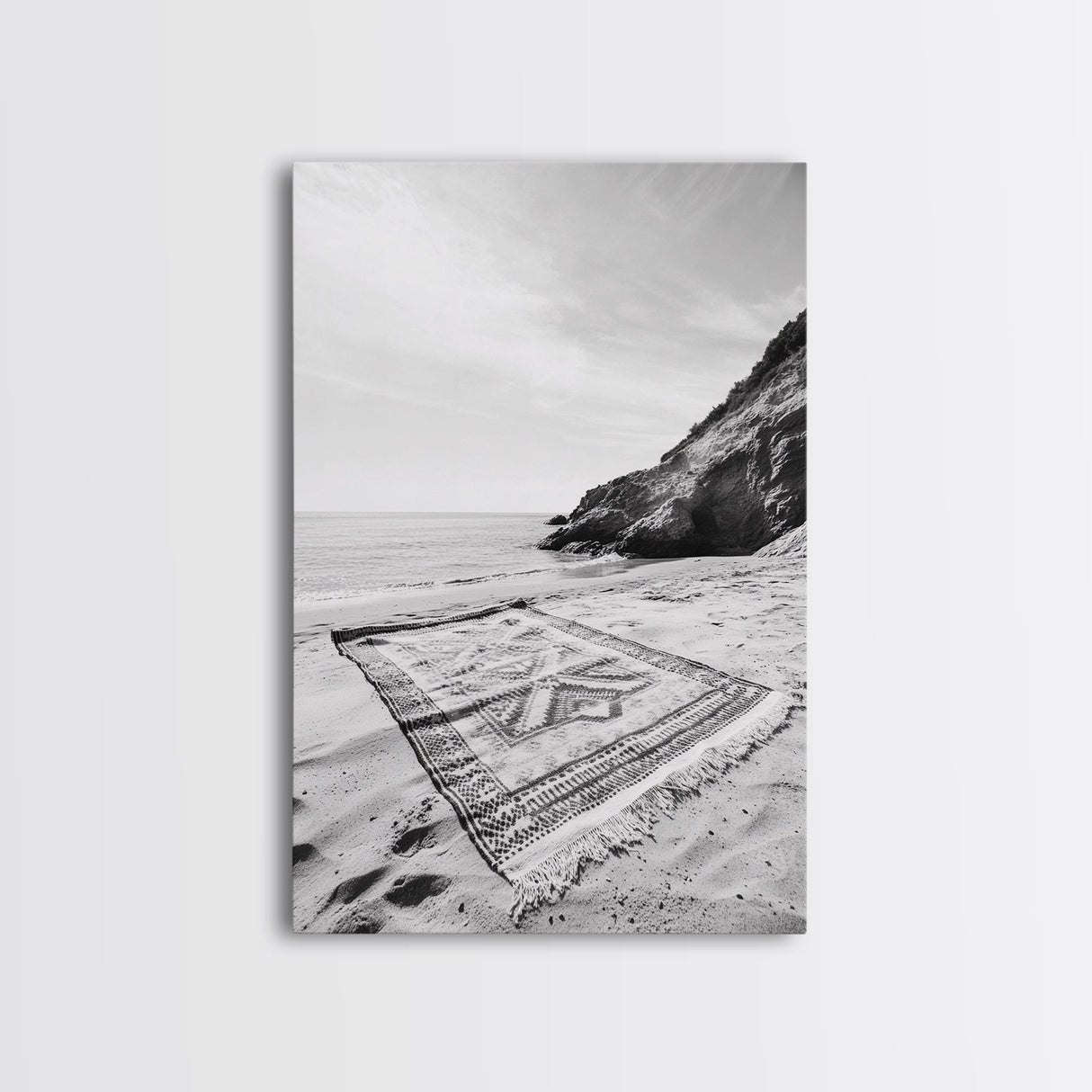 Tribal Blanket, Ocean Vibe, Coastal Pattern, Canvas Print, Beach Boho Wall Art, Neutral Home Decor, Summer Beach Bedroom