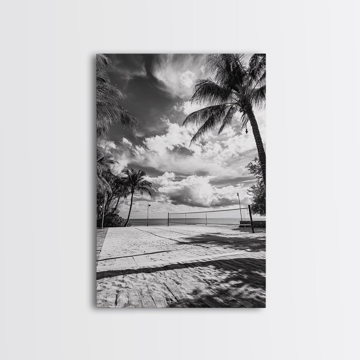 Beach Volleyball, Palm Trees, Island Sport, Canvas Print, Tropical Wall Art, Game Room Decor, Coastal Fitness Photography