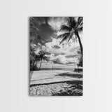 Beach Volleyball, Palm Trees, Island Sport, Canvas Print, Tropical Wall Art, Game Room Decor, Coastal Fitness Photography