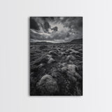 Moss Covered Lava, Iceland Landscape, Moody Nature Scene, Framed Canvas Print, Fall Rustic Decor, Earth Tone Wall Art
