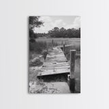 Marsh Dock, Southern Nature, Weathered Pier, Framed Canvas Print, Guest Room Wall Art, Rural Landscape, Fall Wall Art, Country Style