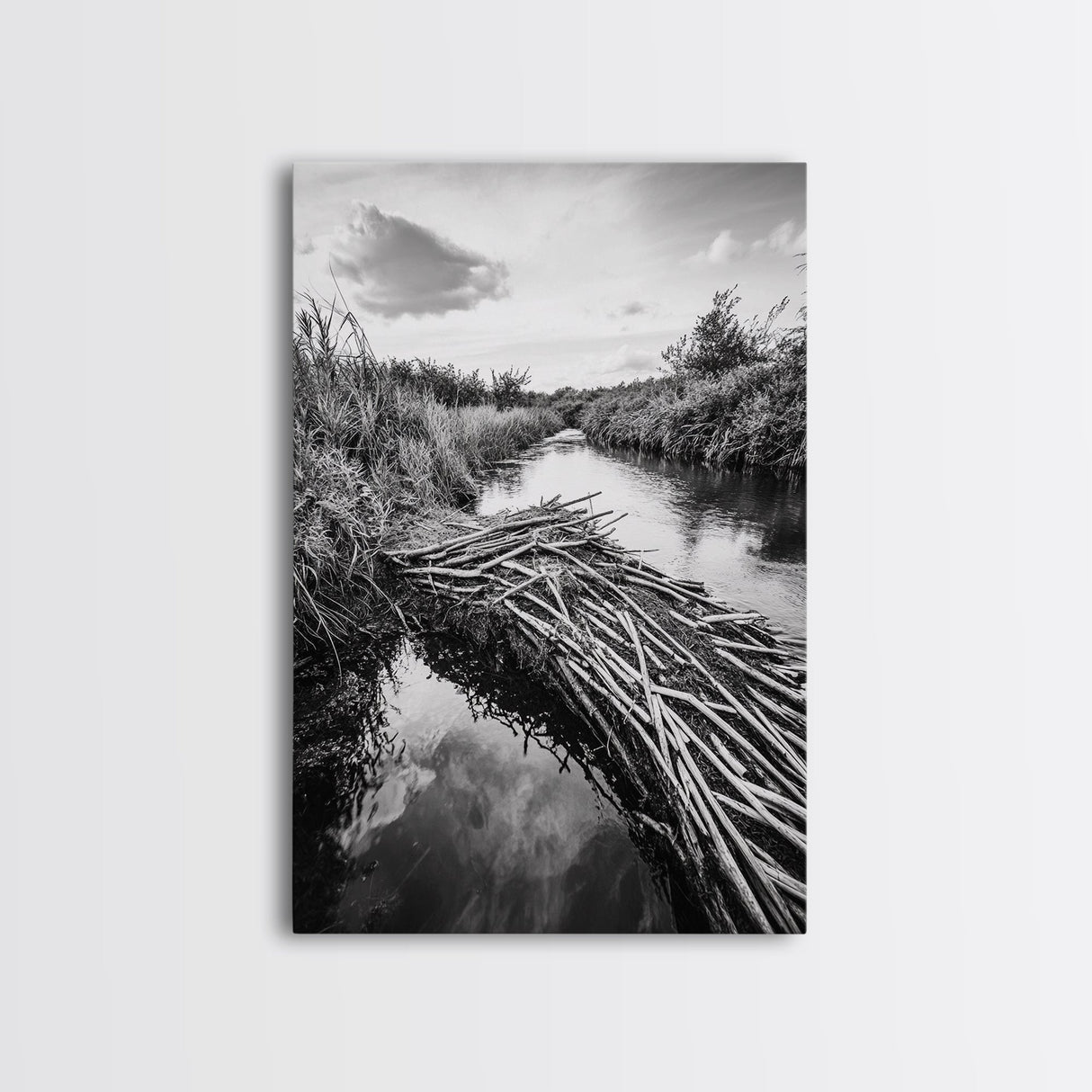 Nature Escape, Stream View, Rustic Landscape, Autumn Calm, Framed Canvas Print, Nature art, Rustic Wall Decor, Cabin Art, Office Artwork