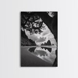 Sea Stacks, Reflected Sky, Dramatic Coastline, Beach Landscape, Canvas Print, Living Room Wall Art, Nature Coastal Decor, moody ocean print