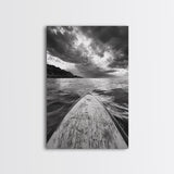 Stormy Sea, Paddle Board, Dramatic Sky, Ocean Adventure, Framed Canvas Print, Den Wall Art, Nautical Minimalist Decor, bedroom wall art
