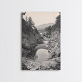Forest Coast, Rocky Shore, Ocean View, Framed Canvas Print, Serene Nature Wall Art, Bathroom or Hallway Decor, Pacific Northwest Style