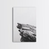 Weathered Cliffside, Coastal Rock, Modern Minimalism, Nature Decor, Framed Canvas Print, Neutral Tones, Office Wall Art, Beachy Aesthetic