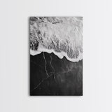 Wave Edge, Cracked Earth, Tide Meets Stone, Nature Contrast, Canvas Print, Abstract Ocean Art, Minimalist Wall Decor, Bathroom Artwork