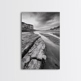 Eroded Riverbed, Desert Rock, Serene Canyon, Long Exposure, Framed Canvas Print, Earth Tones, Dining Room Decor, Nature Inspired