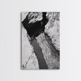 Rock Crevice, Light Ripples, Natural Texture, Abstract Nature, Framed Canvas Print, Kitchen Wall Art, Earth Tone Style, Modern Rustic