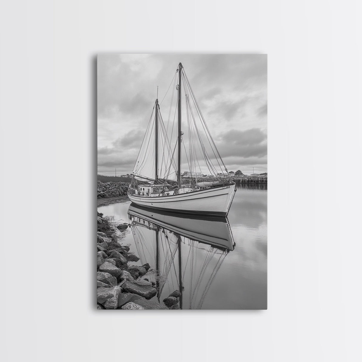 Sailboat Reflection, Harbor Calm, Nautical Scene, Canvas Print, Coastal Wall Art, Beach House Decor, Ocean Photography, Bathroom Art