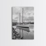 Sailboat Reflection, Harbor Calm, Nautical Scene, Canvas Print, Coastal Wall Art, Beach House Decor, Ocean Photography, Bathroom Art