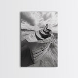 Sand Boat, Beach Sculpture, Dramatic Clouds, Textured Art, Framed Canvas Print, nautical wall art, coastal boho decor, modern beach print