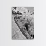 Reflective Riverbed, Nature Tranquility, Monochrome Landscape, Canvas Print, Bathroom Wall Art, Zen Decor, Fine Art Photography