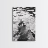 Dolphin Smile, Ocean Friend, Water Reflections, Gentle Waves, Framed Canvas Print, Kids Bathroom Art, Marine Life Decor, Playroom Artwork