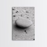 Smooth Beach Stone, Minimalist Sand Texture, Natural Balance, Canvas Print, Spa Room Wall Art, Calm Earthy Interior Style