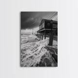 Stormy Coastline, Ocean Waves, Seaside House, Canvas Print, Coastal Wall Art, Beach House Decor, Nautical Photography, Moody Art