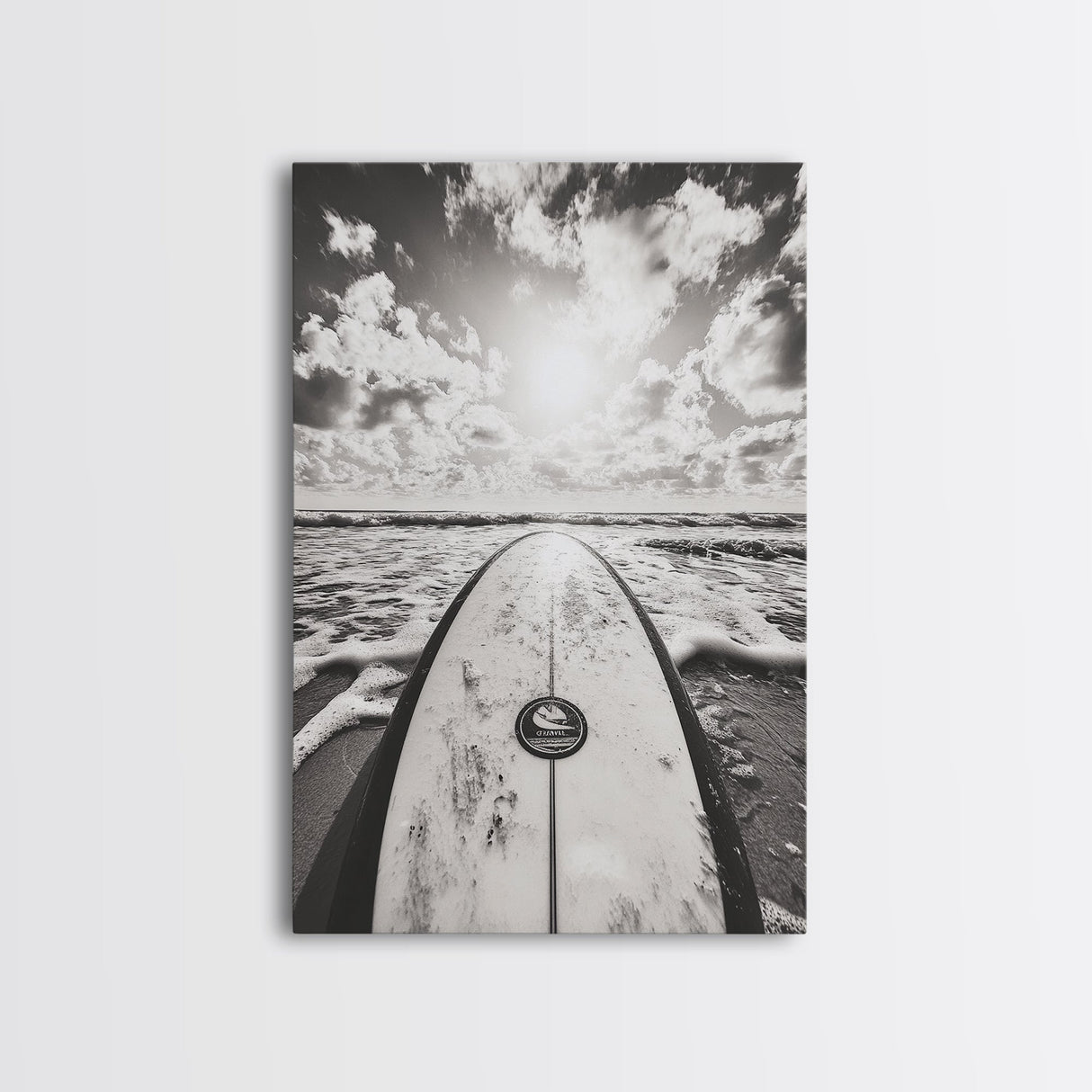 Surfboard Horizon, Ocean Waves, Beach Photography, Summer Vibes, Canvas Print, Teen Room Wall Art, Coastal Decor, Modern Surf Art