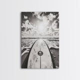 Surfboard Horizon, Ocean Waves, Beach Photography, Summer Vibes, Canvas Print, Teen Room Wall Art, Coastal Decor, Modern Surf Art