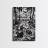 Swamp Scene, Cypress Trees, Reflection Water, Southern Nature, Canvas Print, Cabin Wall Art, Moody Landscape, Autumn Rustic Decor