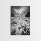 Wild Ocean Waves, Moody Coastline, Stormy Seascape, Nature Photography, Canvas Print, Coastal Wall Art, Bathroom Art, Modern Nature Decor